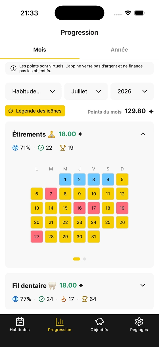 Capture d'écran : Suis tes progrès