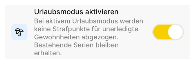 Urlaubsmodus in Habit Bank