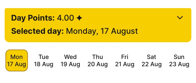Habit Bank weekly habit overview screen