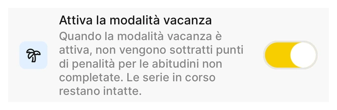 Modalità vacanza di Habit Bank